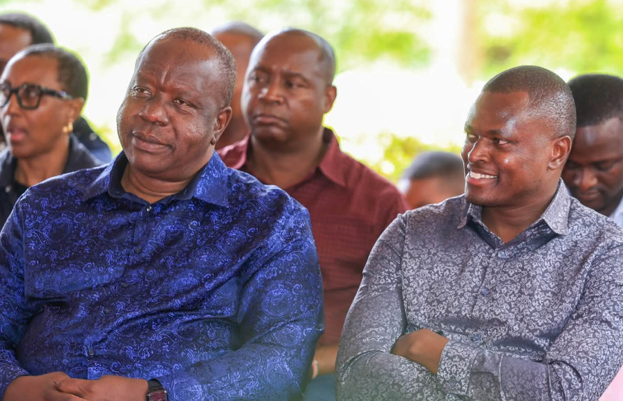 A file photo of Jubilee Party's Fred Matiang'i and Kiharu MP Ndindi Nyoro.